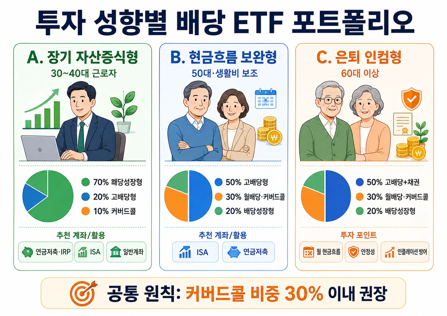 투자 성향별 배당 ETF 포트폴리오 인포그래픽 투자 성향별 배당 ETF 포트폴리오 인포그래픽