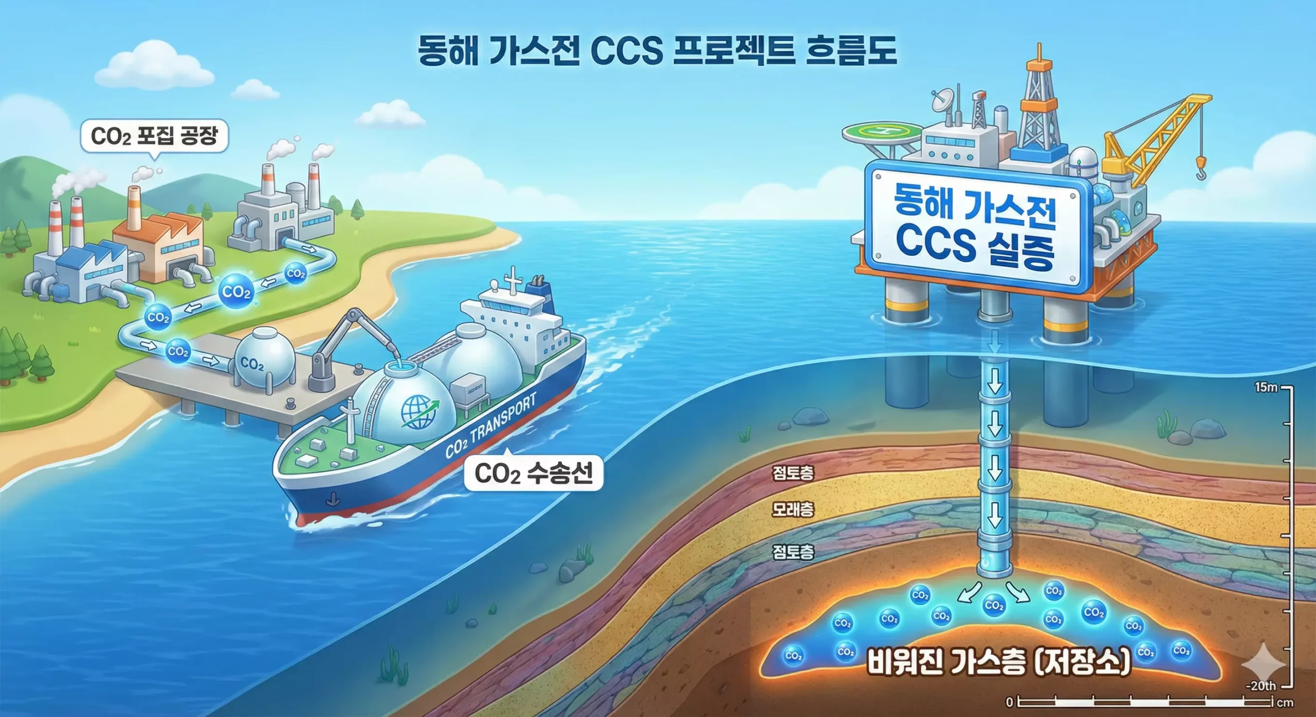 한국 탄소 포집 기술의 미래, 동해 가스전 CCS 저장소 및 수송 과정 한국 탄소 포집 기술의 미래, 동해 가스전 CCS 저장소 및 수송 과정