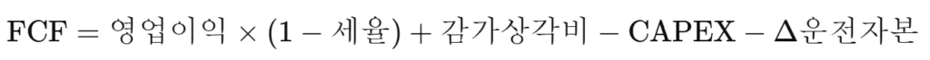 자유 현금흐름 계산식 이미지