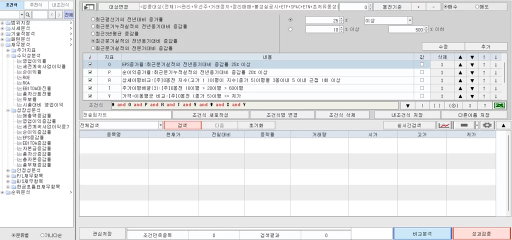 증권사 HTS 조건검색 이미지