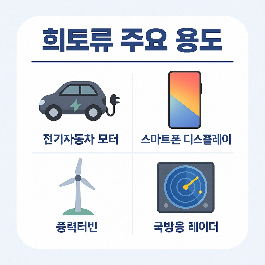 희토류 주요 용도 이미지