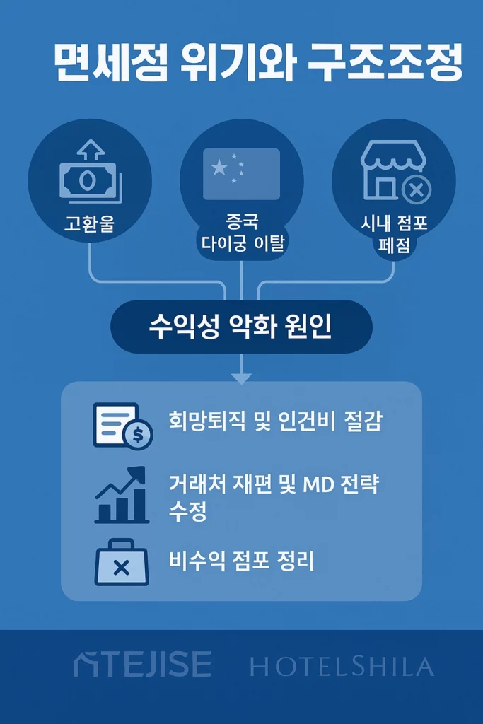 면세점 관련주 위기와 구조조정 이미지