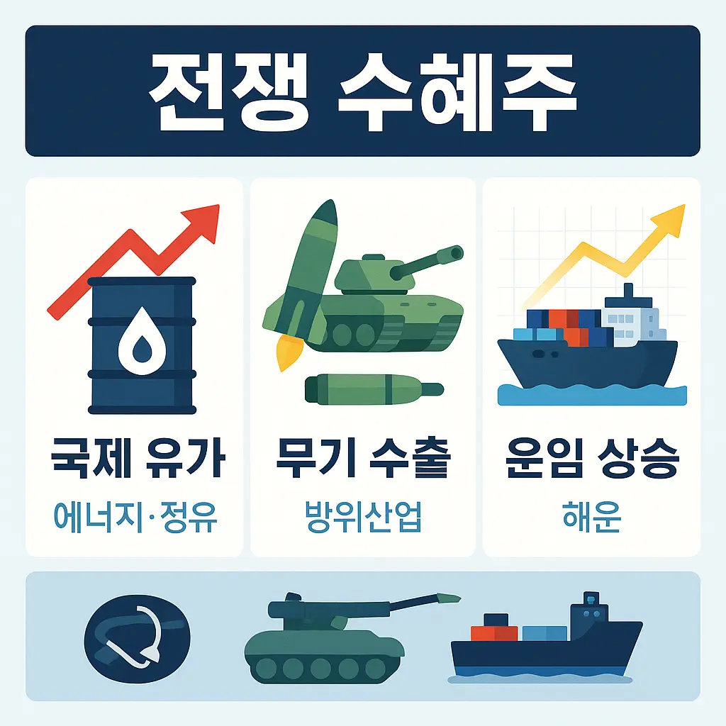 전쟁 수혜주 방산 정유 해운 이미지