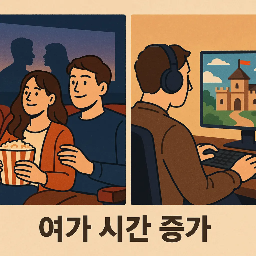 주 4.5일 수혜주 여가 시간 증가 이미지