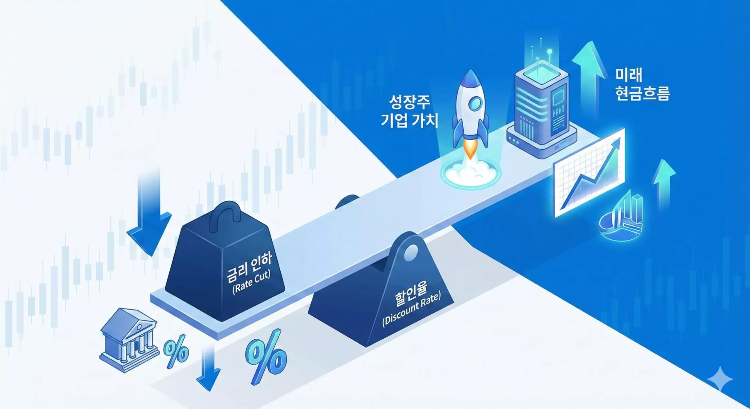 금리 안정화가 인터넷 게임 ETF와 같은 성장주 밸류에이션 평가에 미치는 긍정적 영향 도식화 금리 안정화가 인터넷 게임 ETF와 같은 성장주 밸류에이션 평가에 미치는 긍정적 영향 도식화