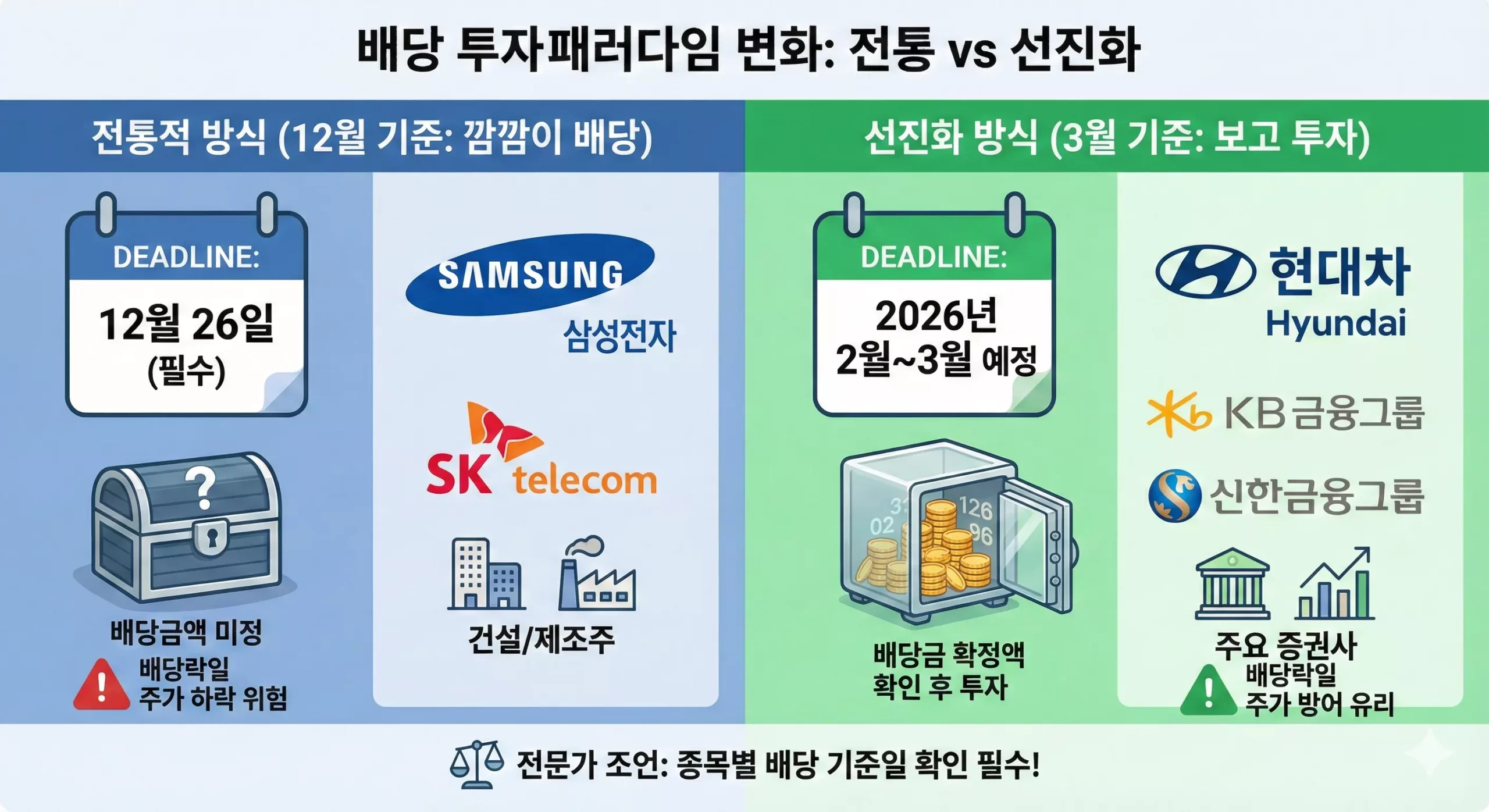 삼성전자 등 12월 배당주와 현대차 금융지주 등 3월 배당주를 구분한 인포그래픽 삼성전자 등 12월 배당주와 현대차 금융지주 등 3월 배당주를 구분한 인포그래픽
