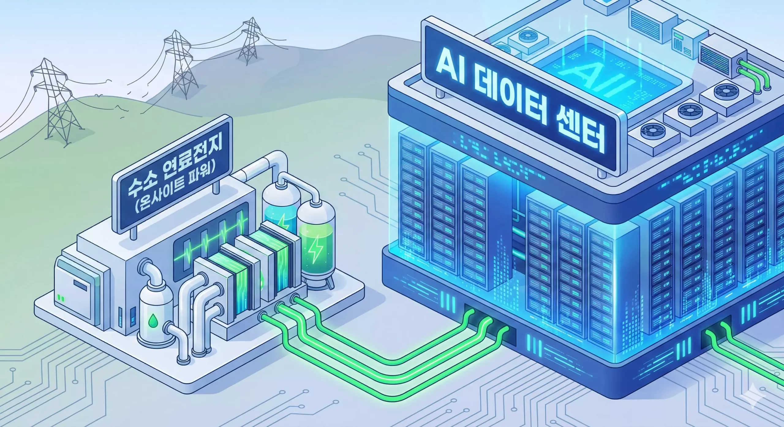 미국 수전해 관련주가 주목받는 이유 - AI 데이터 센터 전력 공급 구조