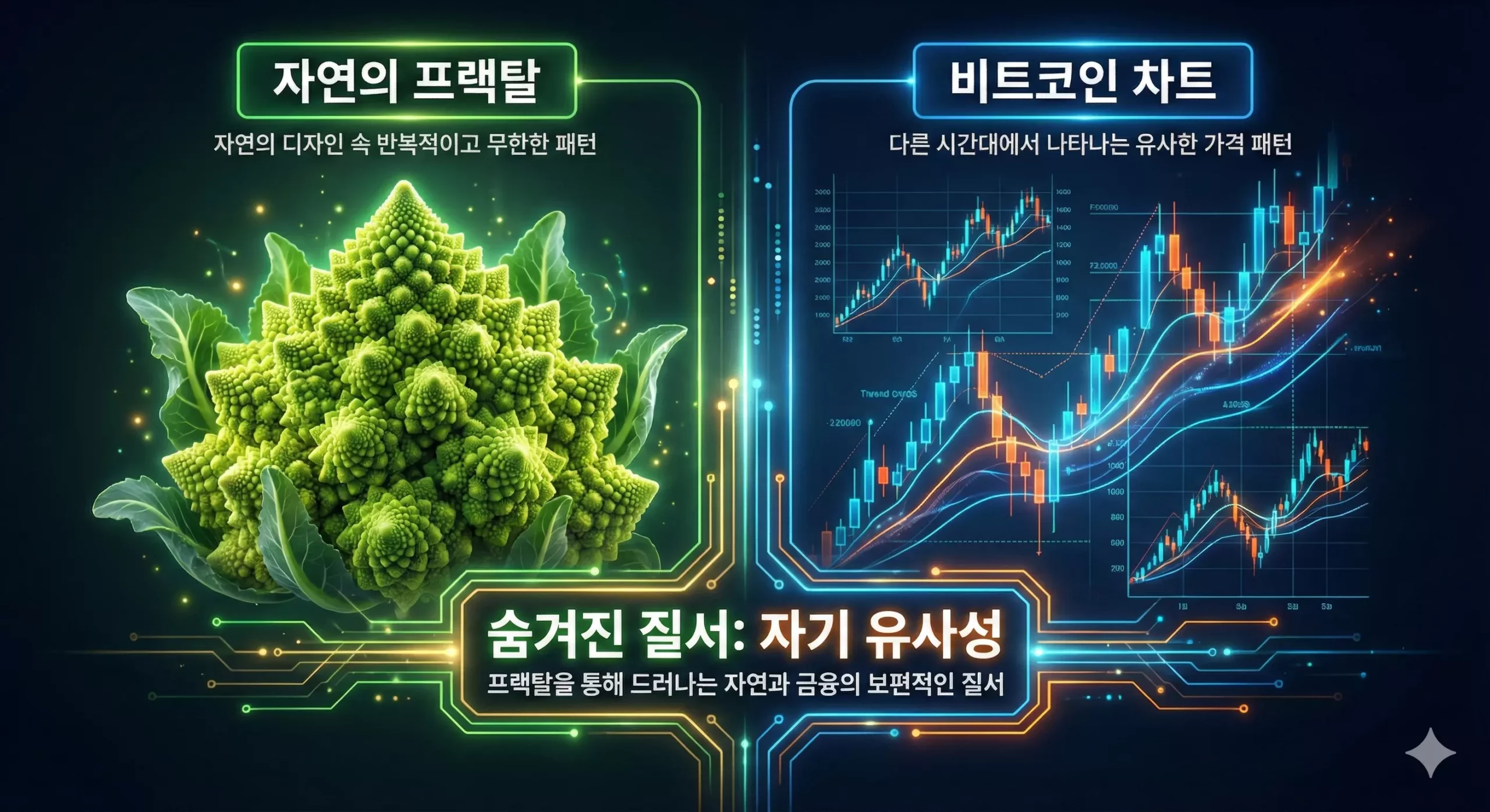 비트코인 차트 프랙탈 구조 분석 예시, 자연의 패턴과 유사한 금융 시계열 데이터 비트코인 차트 프랙탈 구조 분석 예시, 자연의 패턴과 유사한 금융 시계열 데이터