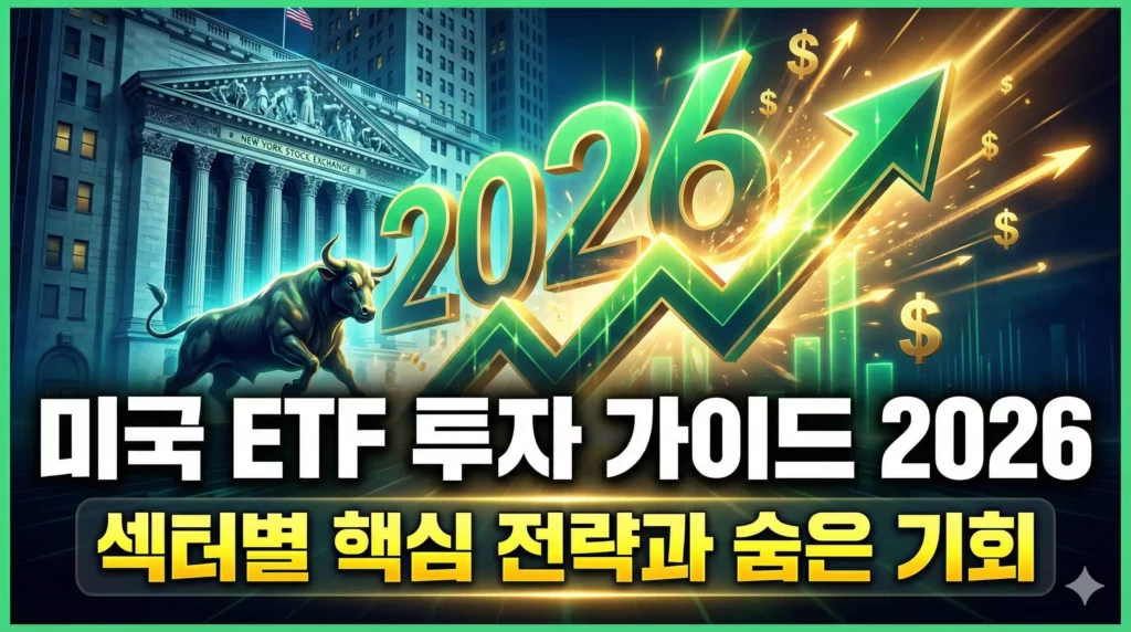 미국 ETF 투자 가이드 2026 - 섹터별 유망 ETF와 포트폴리오 전략 인포그래픽